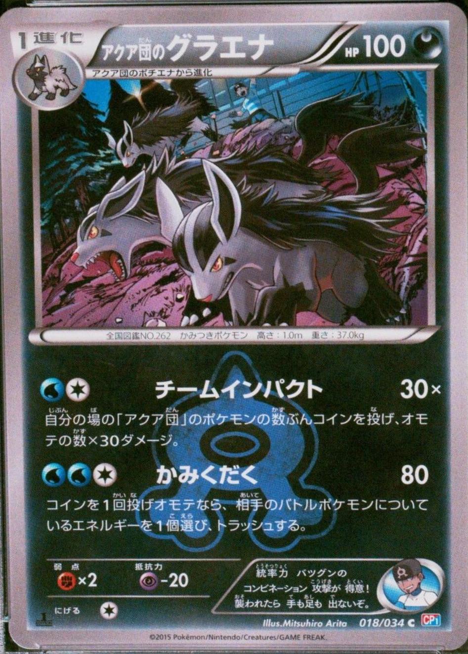 Team Aqua's Mightyena #18 from Japanese Double Crisis Pokémon card set