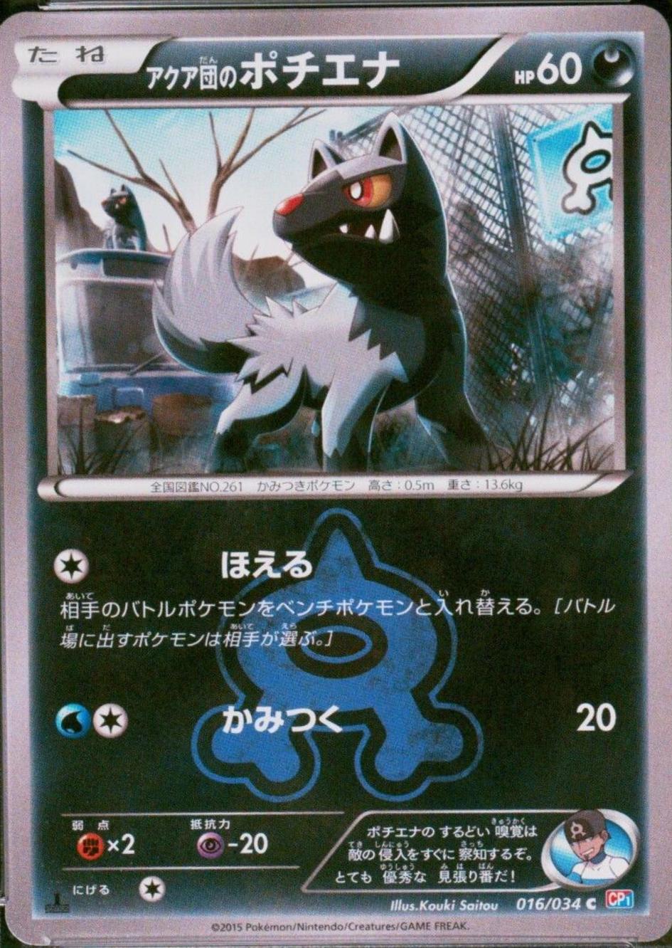 Team Aqua's Poochyena #16 from Japanese Double Crisis Pokémon card set