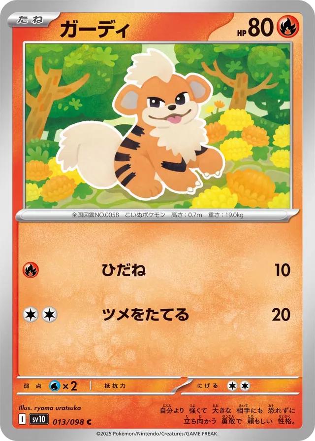 Growlithe #13 Pokémon Card from Pokemon Japanese Glory of Team Rocket Set 