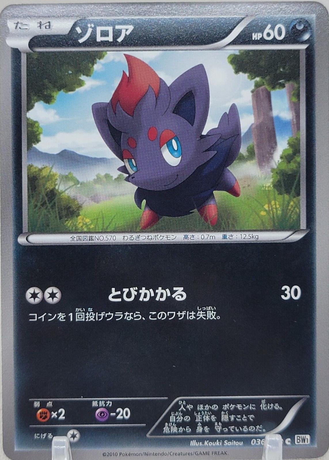 Zorua #36 Pokémon Card from Pokemon Japanese White Collection Set 